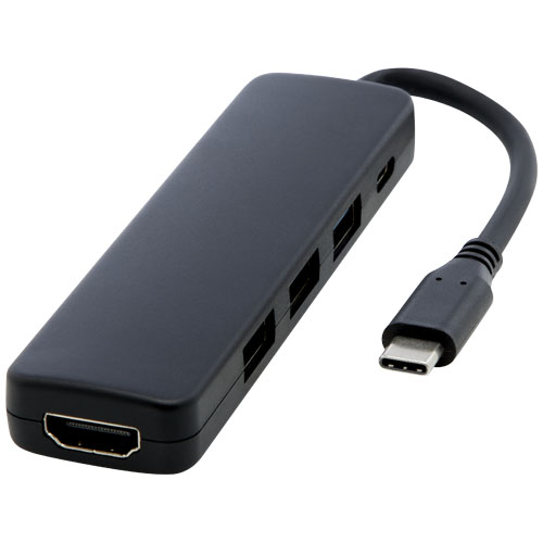 USB 2.0-3.0 con adaptador multimedia de plástico reciclado con puerto HDMI y certificación RCS "Loop"