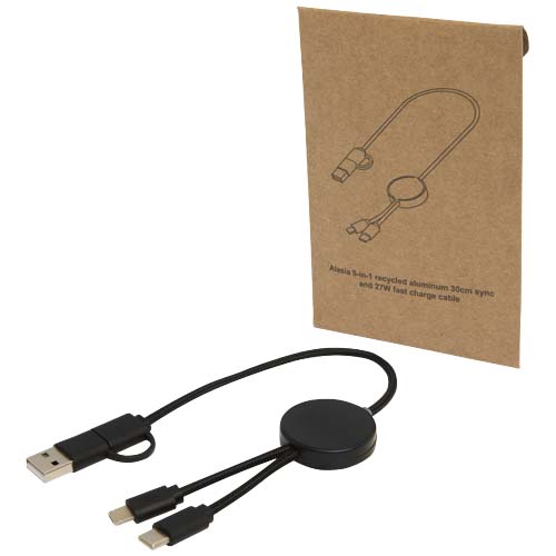 Cable 5 en 1 de plástico reciclado de 30 cm para sincronización de datos y carga rápida de 27 W "Citala" - Imagen 2