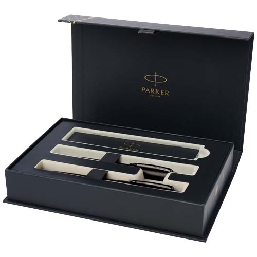 Parker set de bolígrafo y rollerball acromático con caja de regalo "IM" (tinta negra/azul)